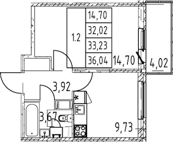 1-комнатная квартира 32.02 м², 6/12 эт., ЖК «Полис ЛАВрики»